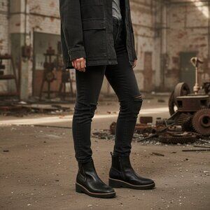 Blondo Damaris Ankle Boot Women's Lug Sole Booties Black Leather Waterproof 8.5